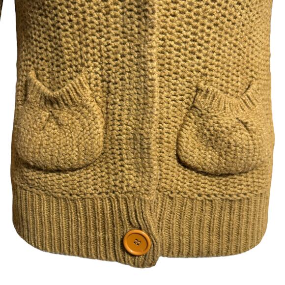 Topshop mustard alpaca blend short sleeve chunky cardigan with snap front Size 8 - Picture 3 of 9